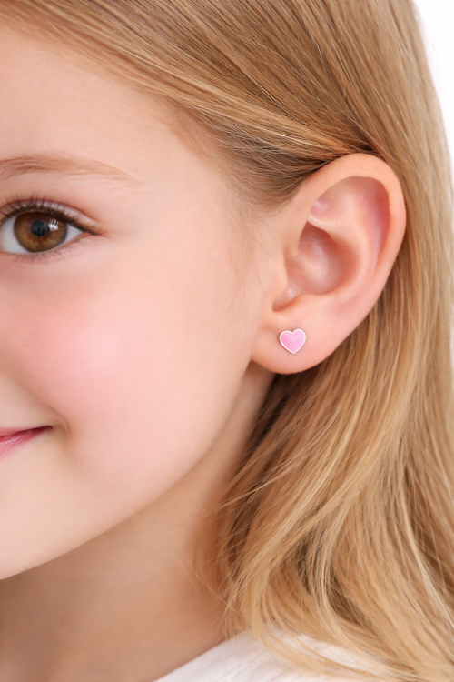 Children’s Silver Heart Ear Studs