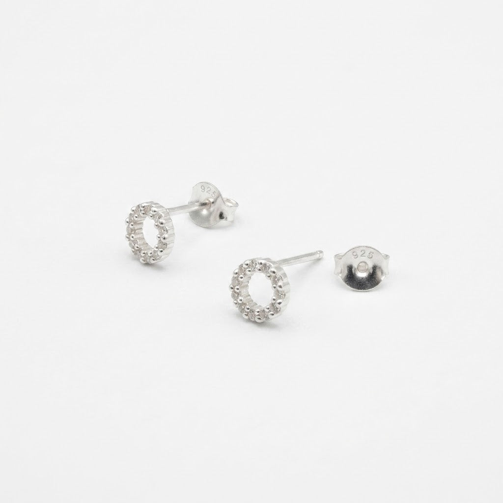 Circle Cubic Zirconia Stud Earrings | 925 Sterling Silver