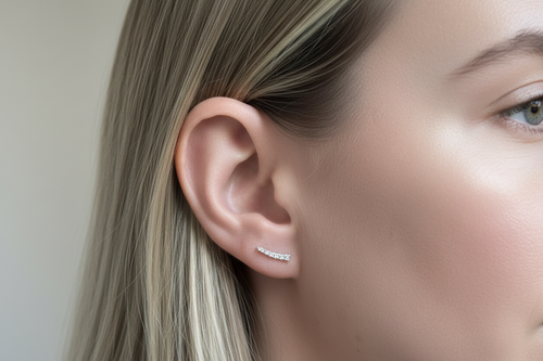 Climber Sterling Silver Ear Studs Row