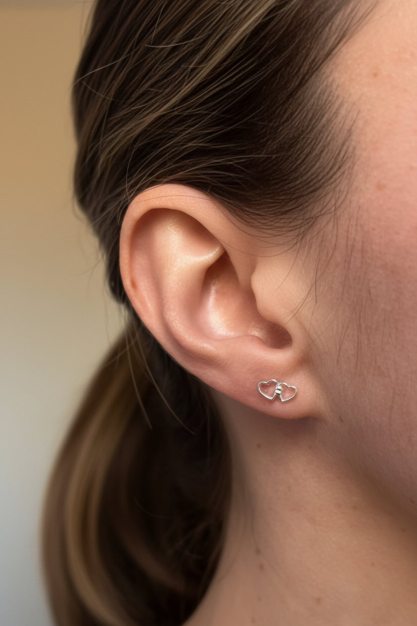 Holding Hearts Stud Earrings