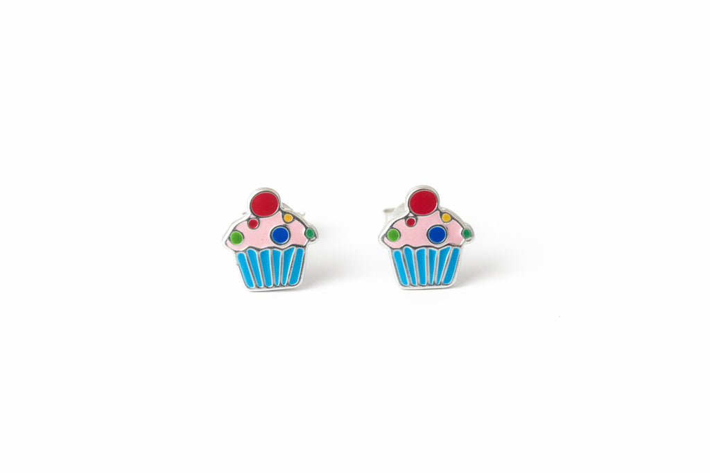Children’s Silver Cupcake Ear Studs