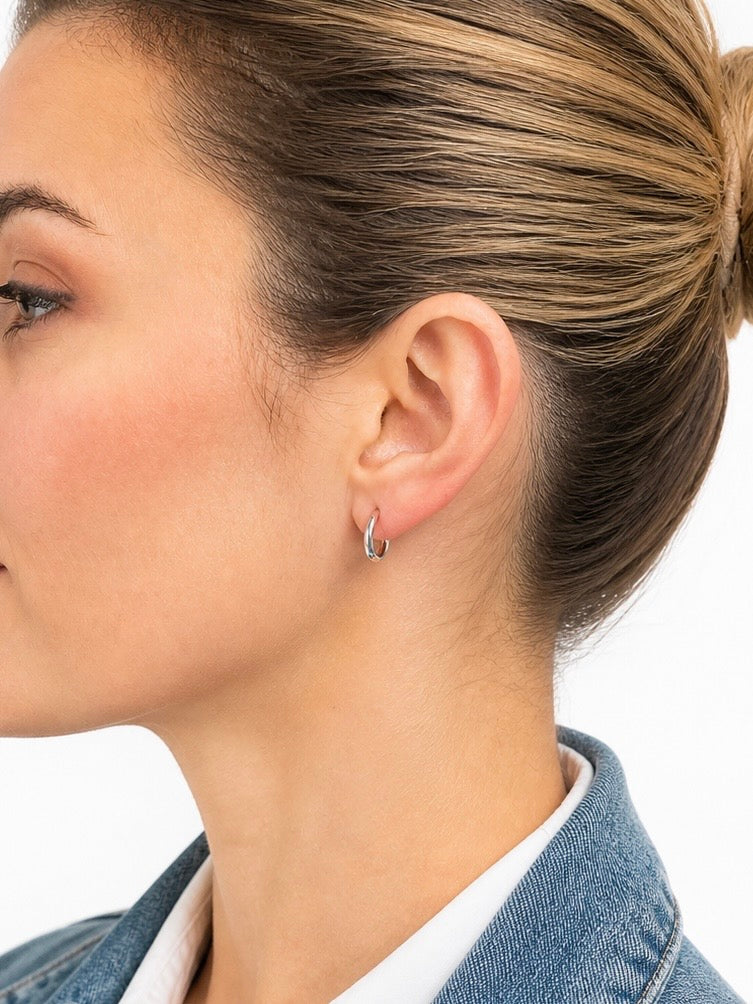 Delicate Minimal 12mm Huggie Hoop Earrings