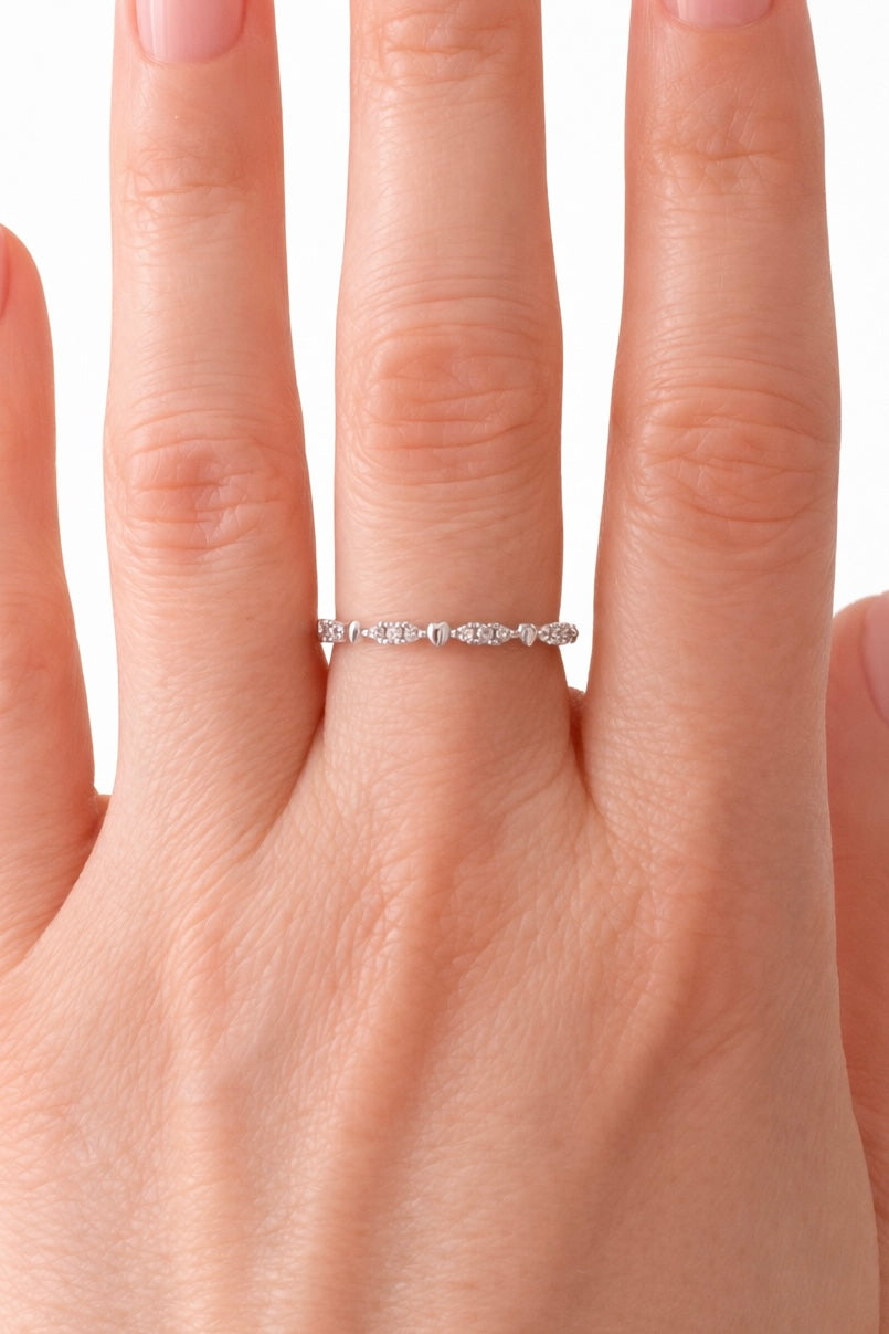 Delicate Pavé Heart Stacking Ring