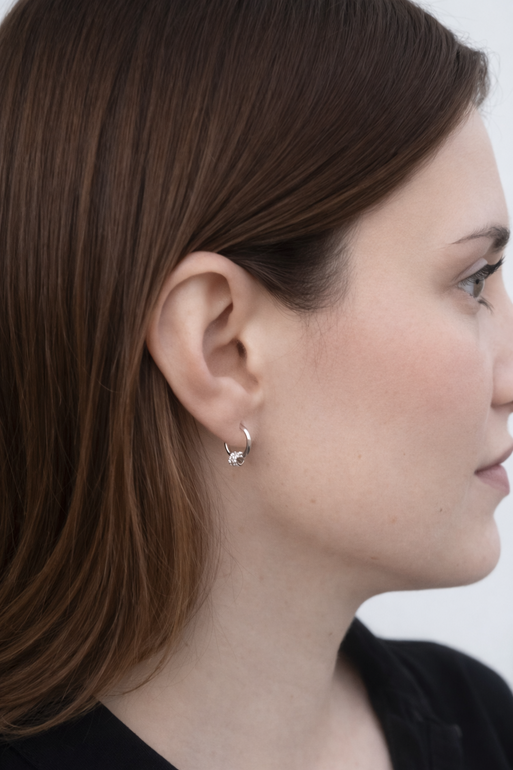 Triple Ring Small Huggie Earrings in Silver