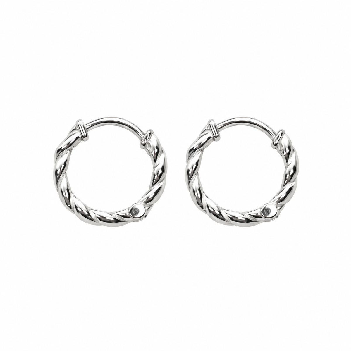 Twister 11mm Huggie Hoop Earrings in 925 Sterling Silver