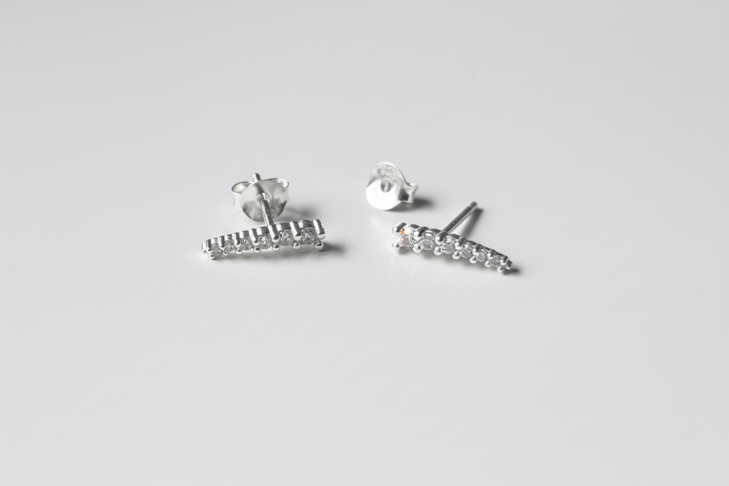 Climber Sterling Silver Ear Studs Row