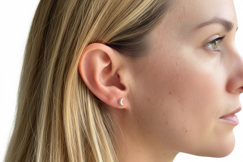 Silver Star and Moon Ear Studs