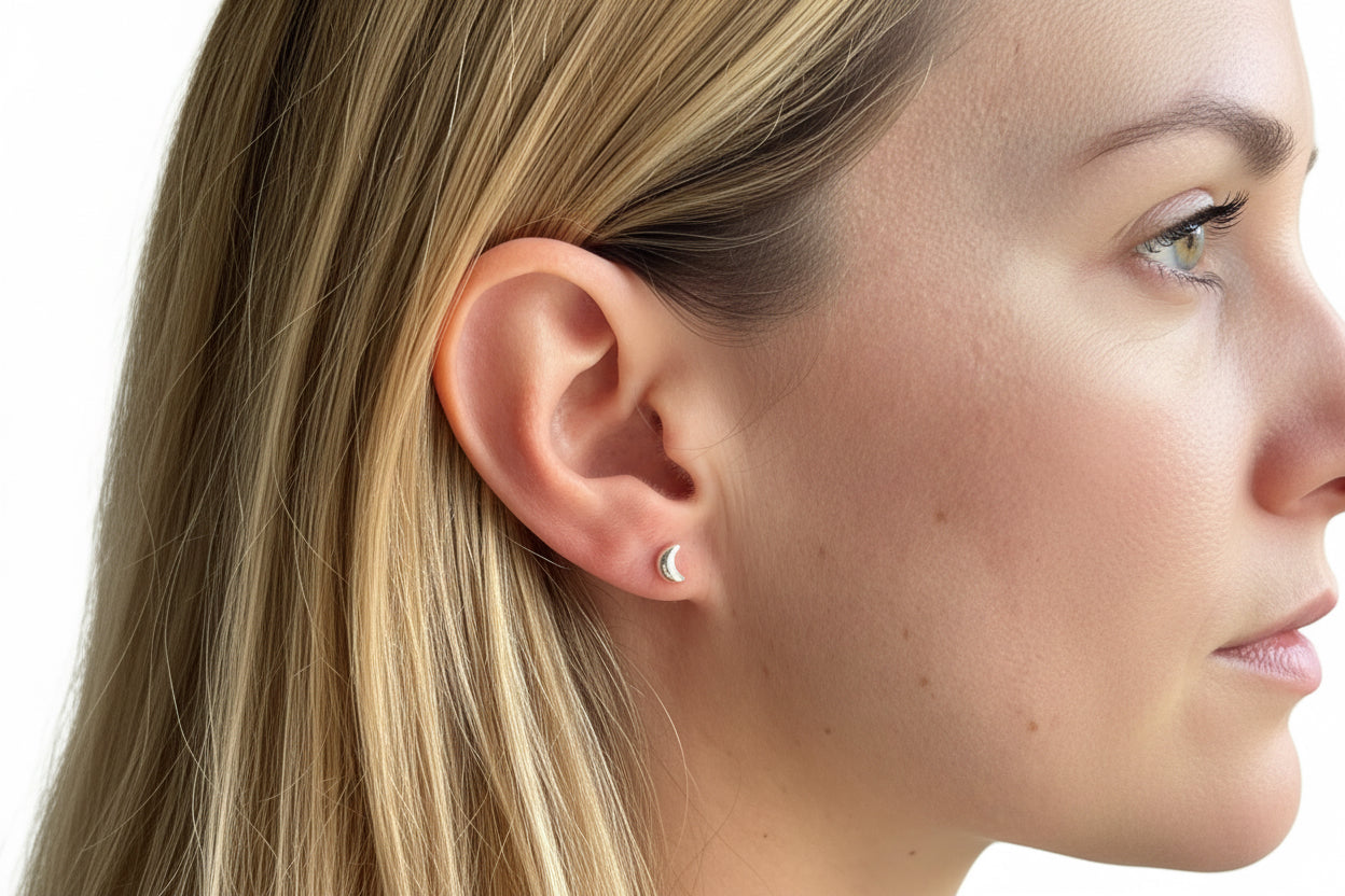 Silver Star and Moon Ear Studs
