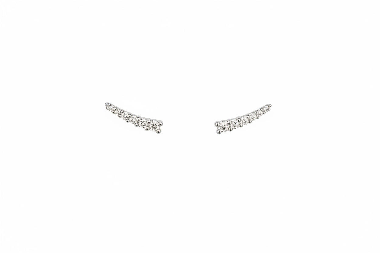 Climber Sterling Silver Ear Studs Row
