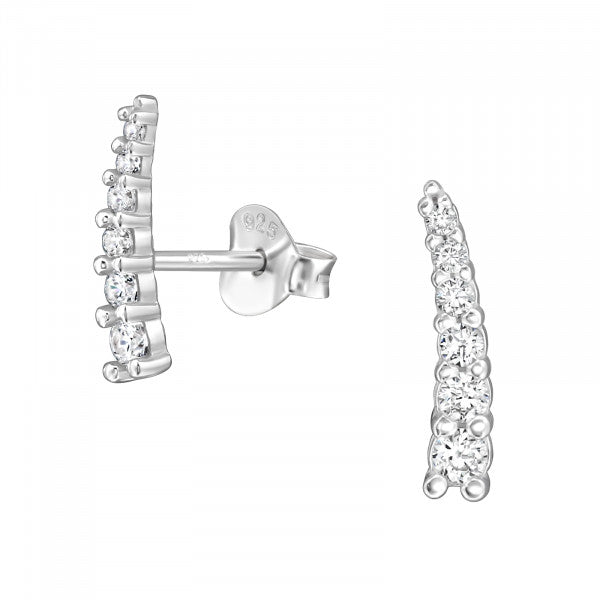Climber Sterling Silver Ear Studs Row