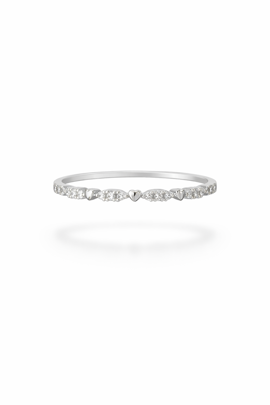 Delicate Pavé Heart Stacking Ring