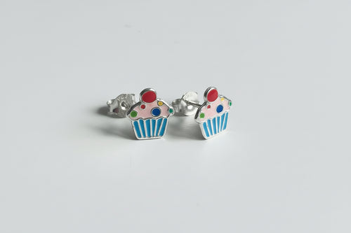 Children’s Silver Cupcake Ear Studs