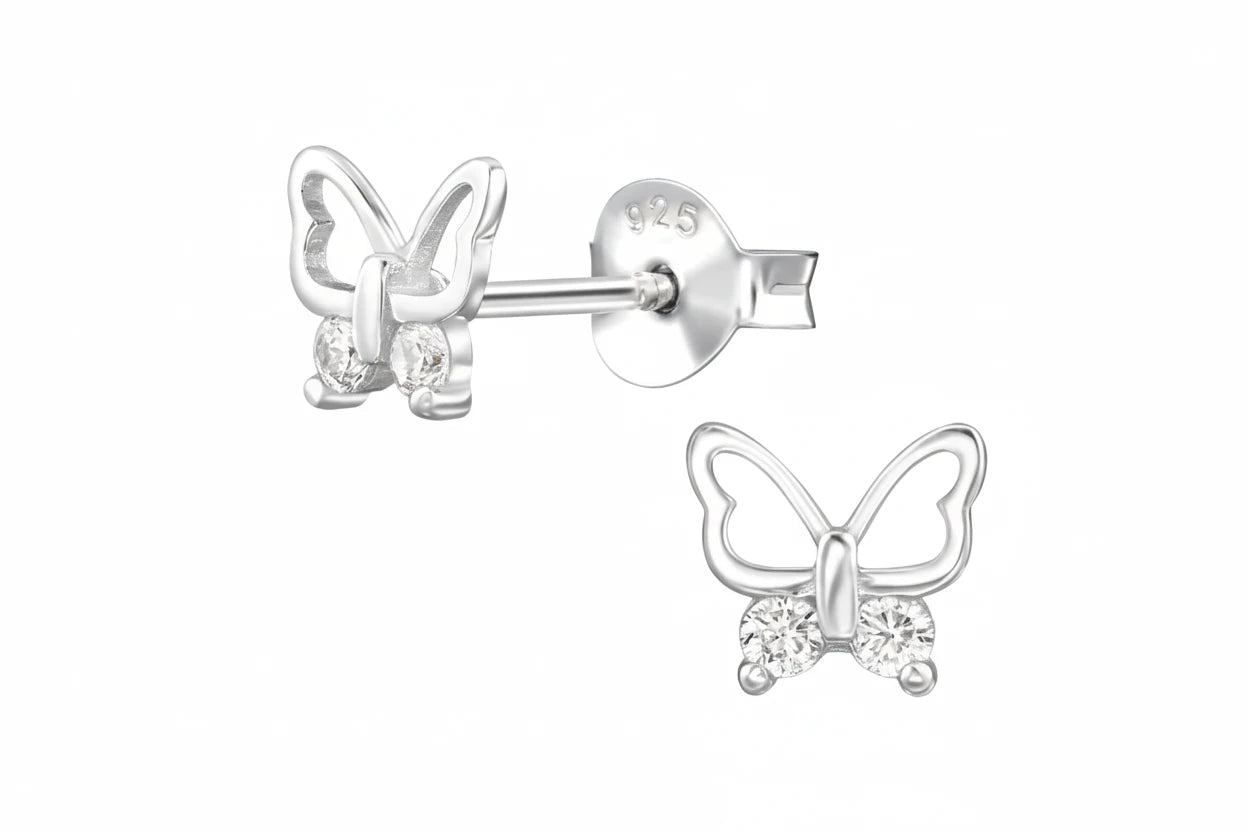 Butterfly Sterling Silver Ear Studs