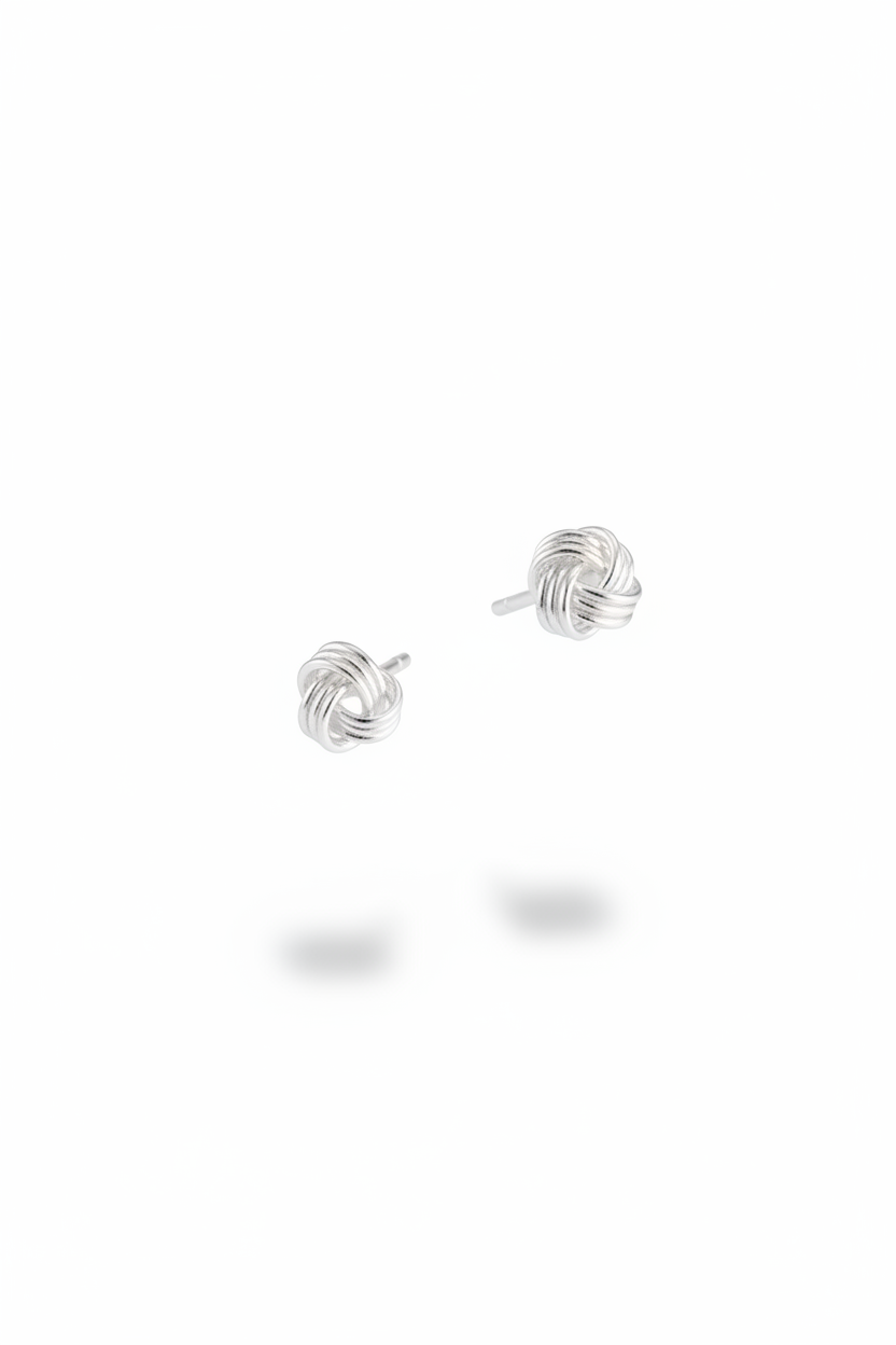 Minimal Knot – Sterling Silver Stud Earrings