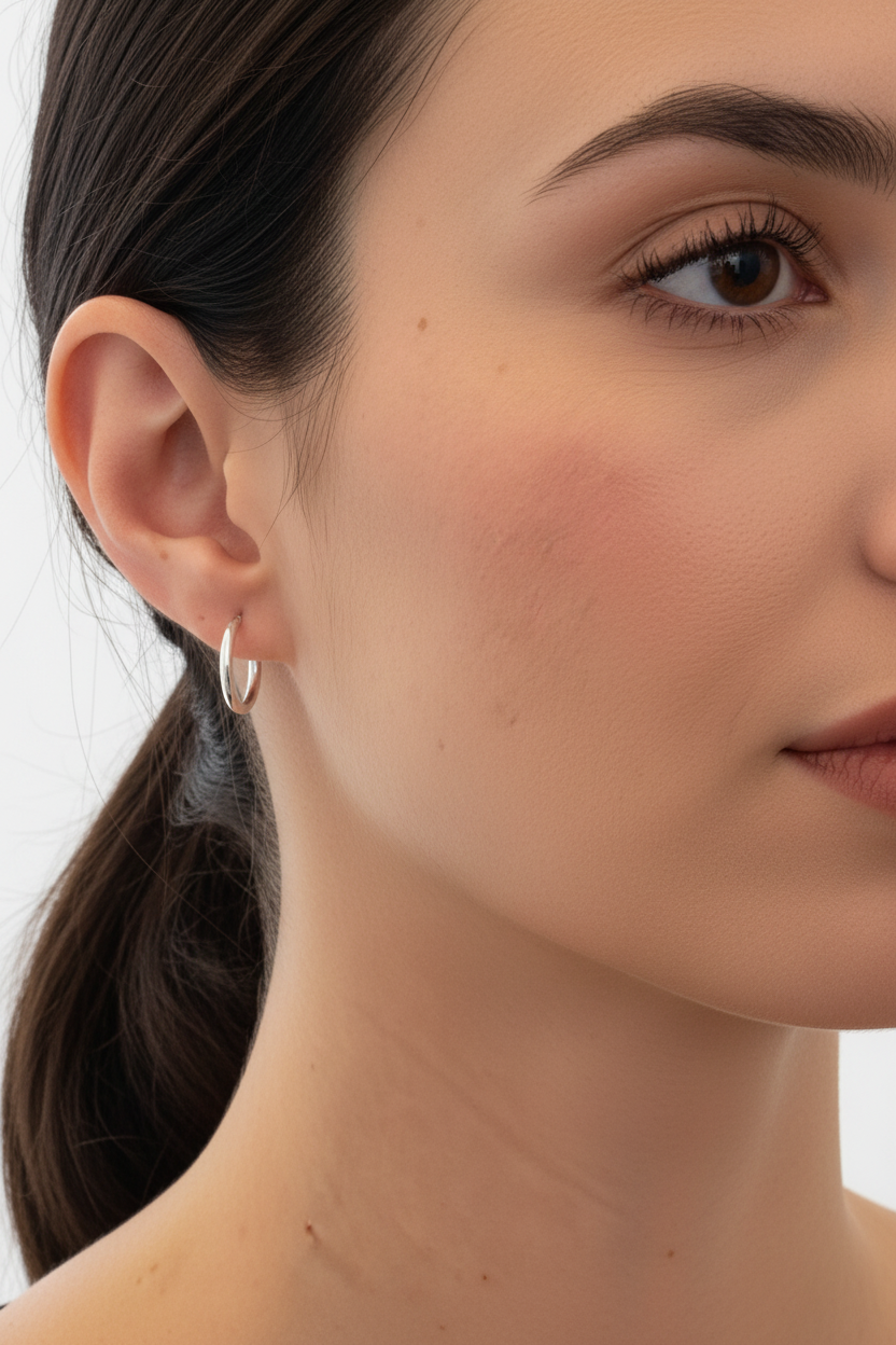16mm Sterling Silver Hoop Earrings | Solid 925 Silver