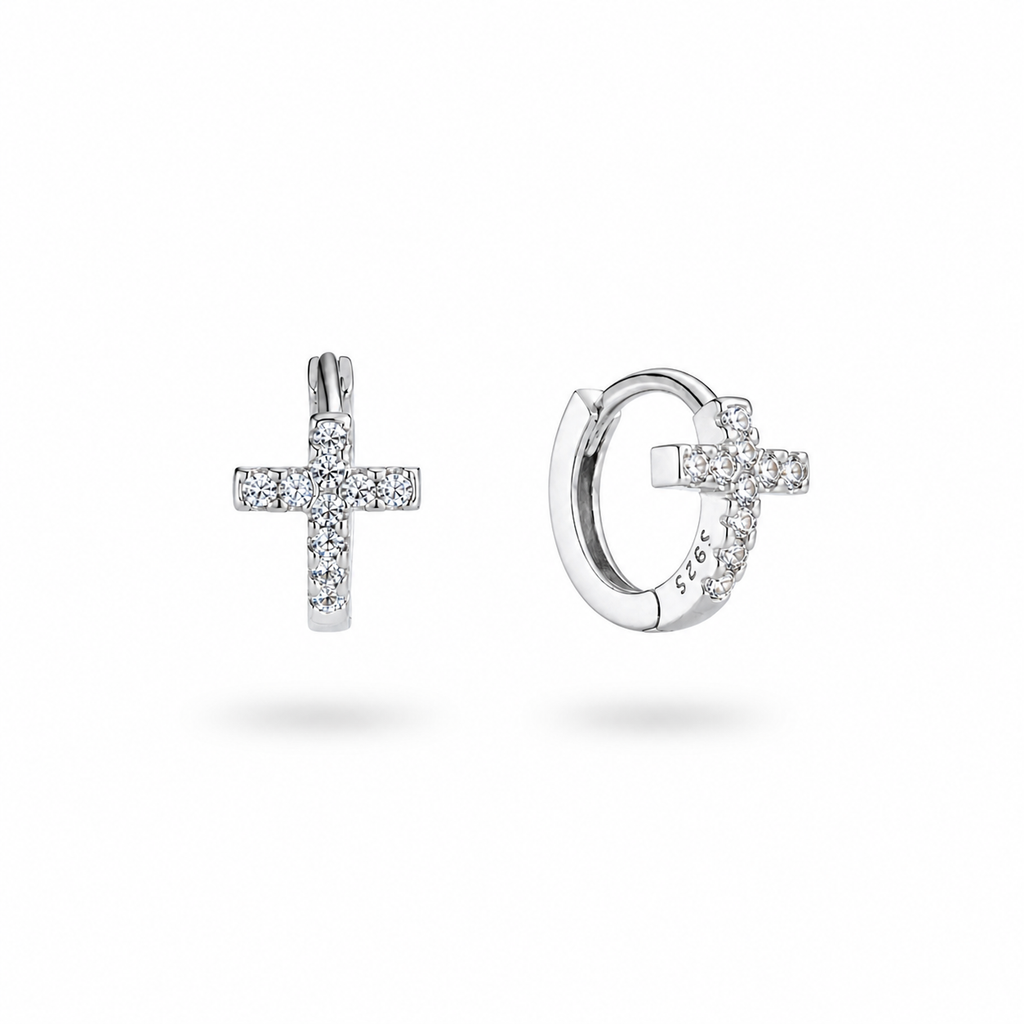 Minimalist Cross Hoop Earrings