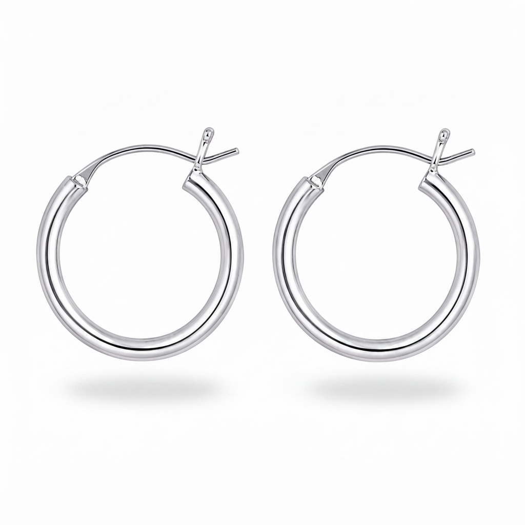 16mm Sterling Silver Hoop Earrings | Solid 925 Silver