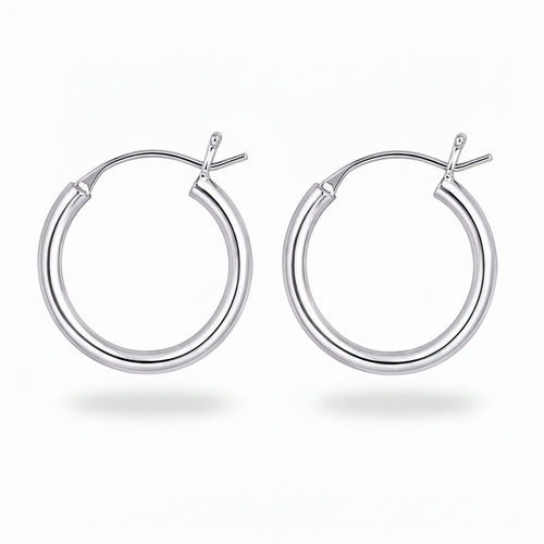 16mm Sterling Silver Hoop Earrings | Solid 925 Silver