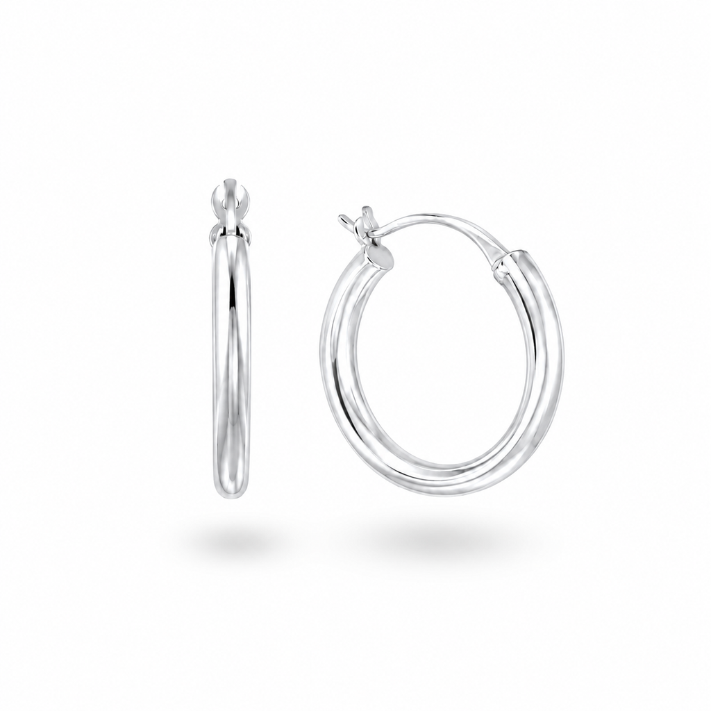 16mm Sterling Silver Hoop Earrings | Solid 925 Silver