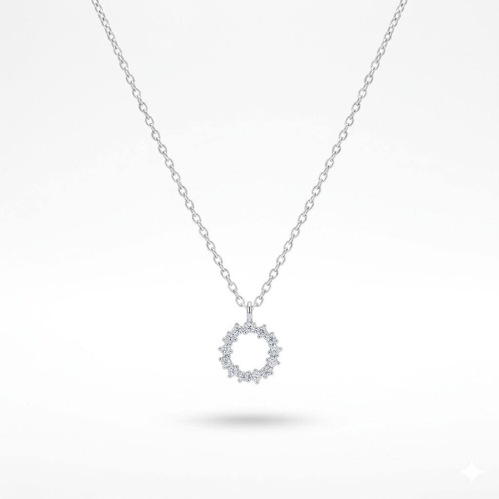 Sparking Necklace in 925 Sterling Silver with Cubic Zirconia | 45 cm Elegant Chain