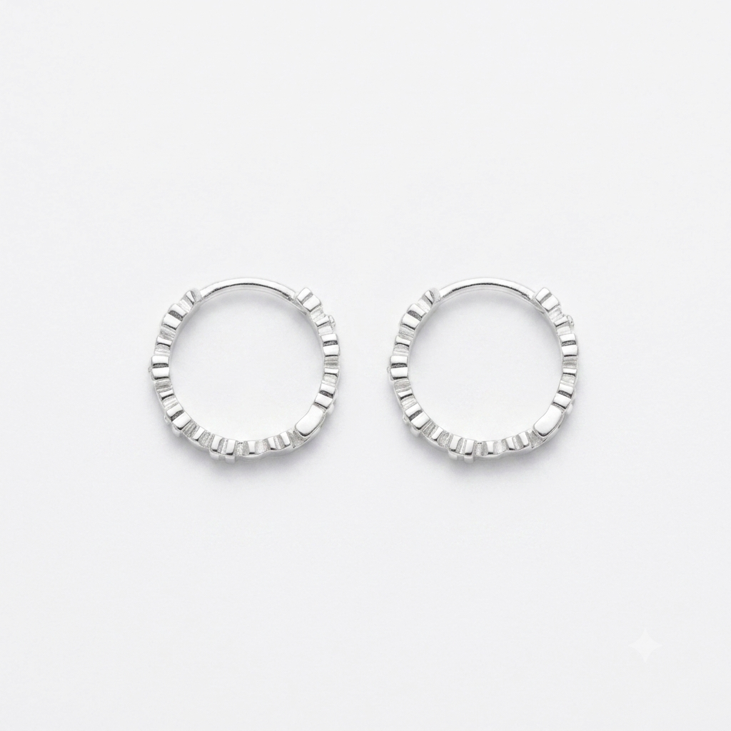 Heart Huggie Hoop Earrings in 925 Sterling Silver & Cubic Zirconia