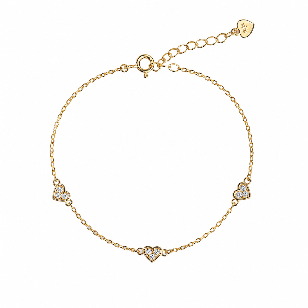 Timeless Hearts Bracelet | 925 Sterling Silver Gold Plated