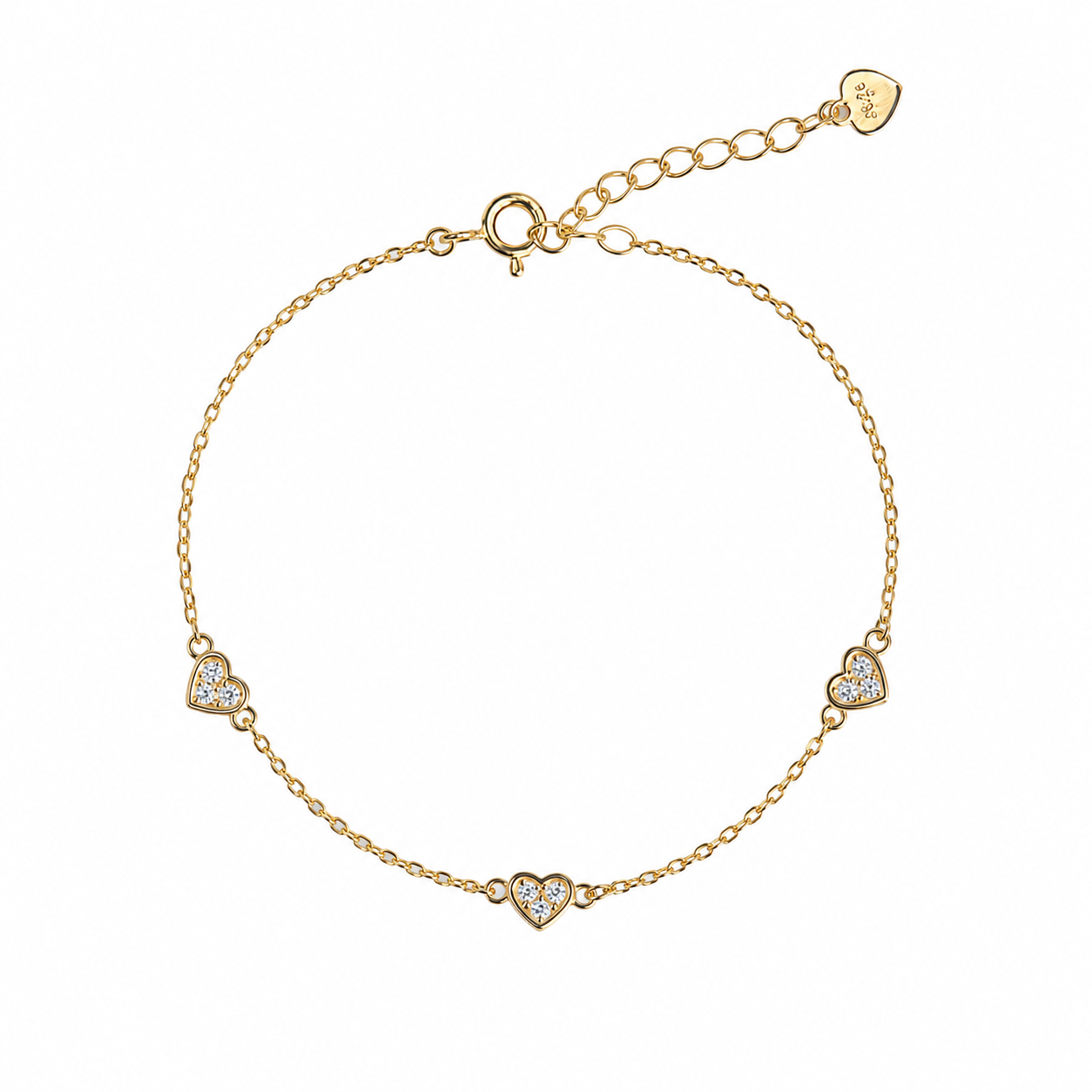 Timeless Hearts Bracelet | 925 Sterling Silver Gold Plated