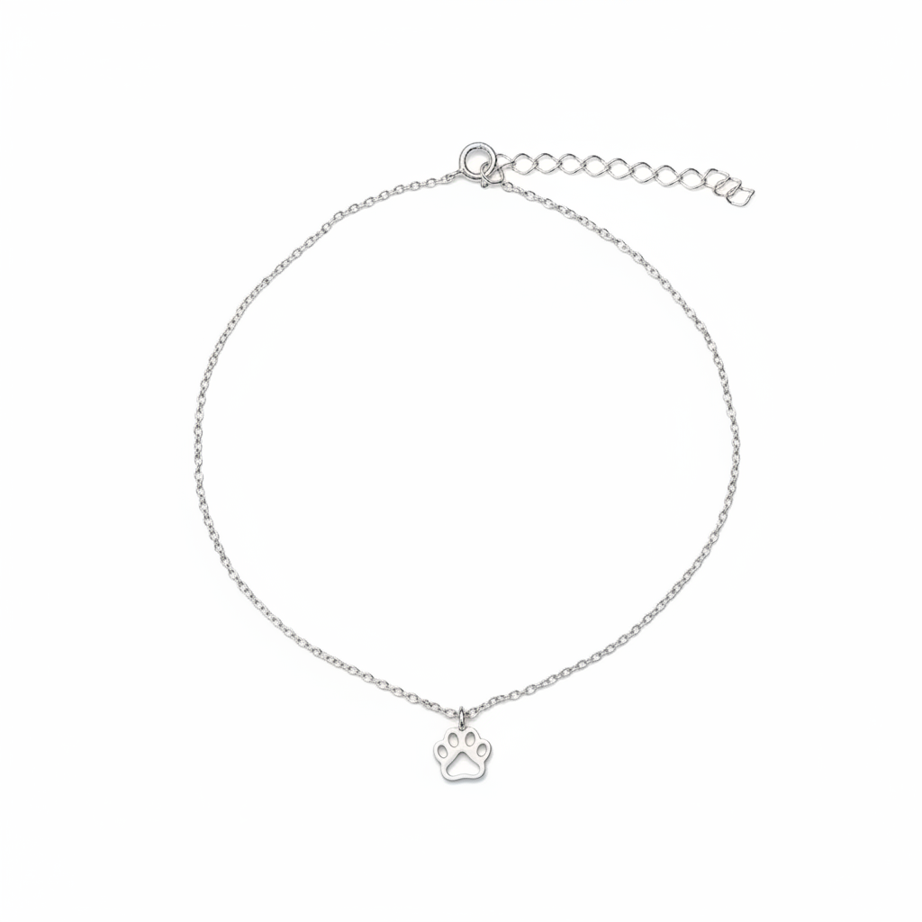 Paw Print Anklet White Background 1:1